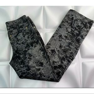 AZI Jeans Womens Sz 8 Black Metallic Silver Jean Pants